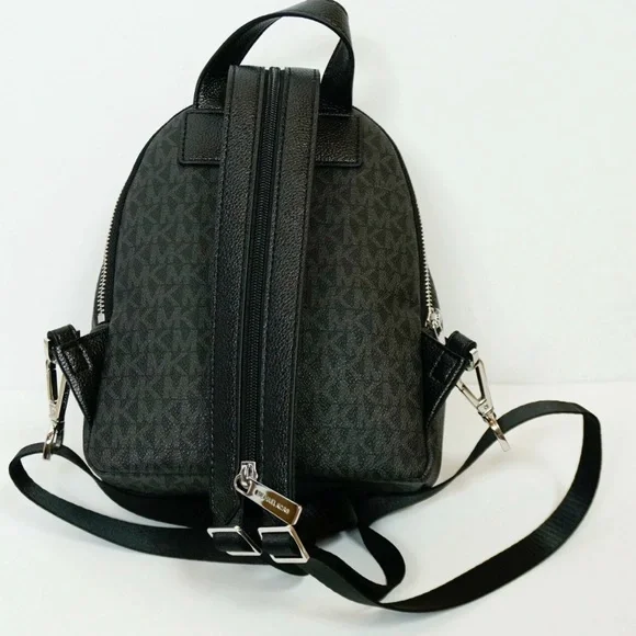 •MICHAEL KORS•BLACK & GRAY MK LOGO ERIN CONVERTIBLE SMALL MINI BACKPACK EUC - Picture 3 of 12